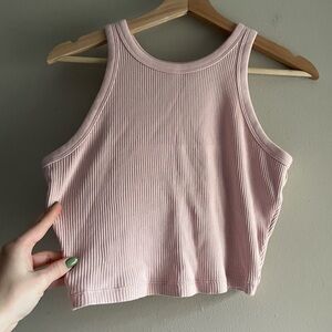 Pale Pink Ribbed Crop Tank Top Women’s Uniqlo Size Medium
